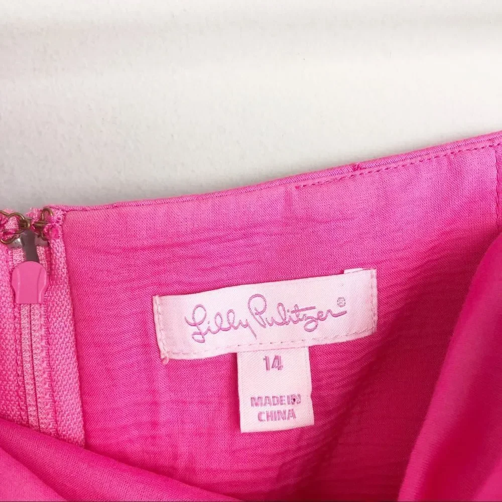 LILLY PULITZER | Crystal Dress in Hotty Pink Embellished Strapless Women’s 14 - Picture 10 of 12